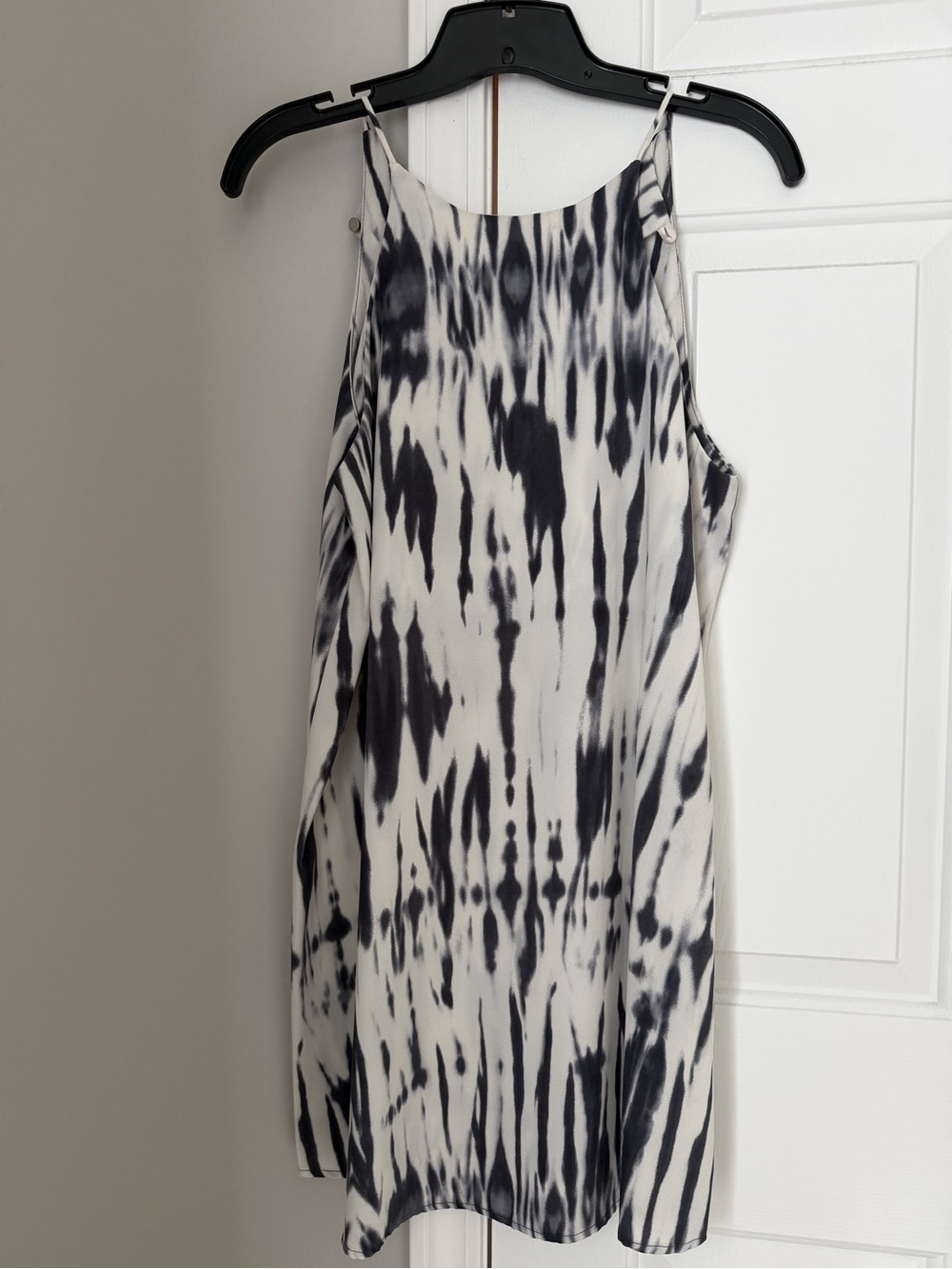Tyche Black and White Tie-Dye Mini Slip Dress